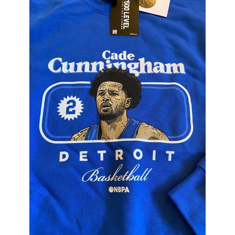 500 LEVEL Cade Cunningham Detroit Basketball Royal Blue Sweatshirt Mens Medium